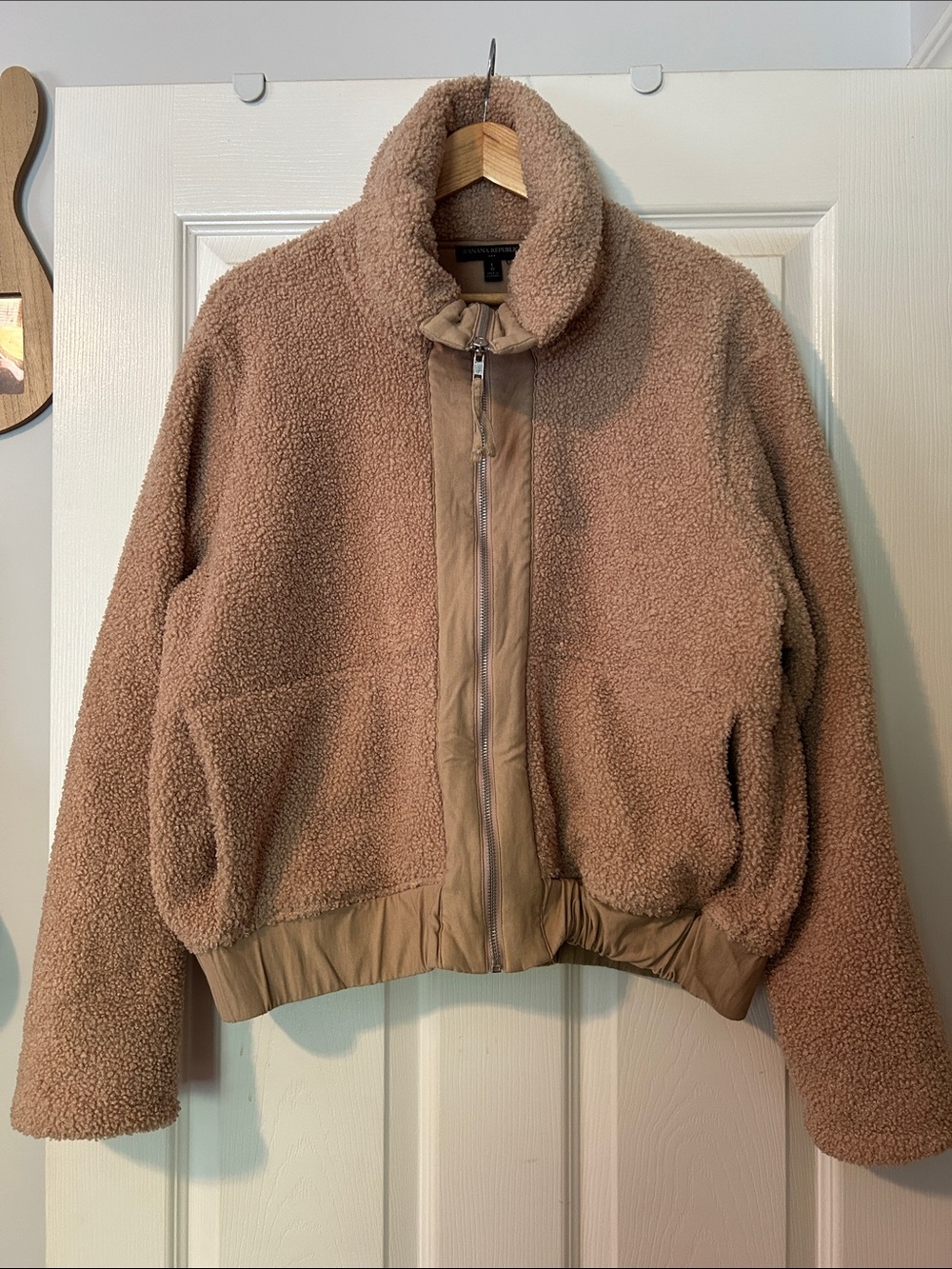 Banana Republic Tan Sherpa Bomber Jacket